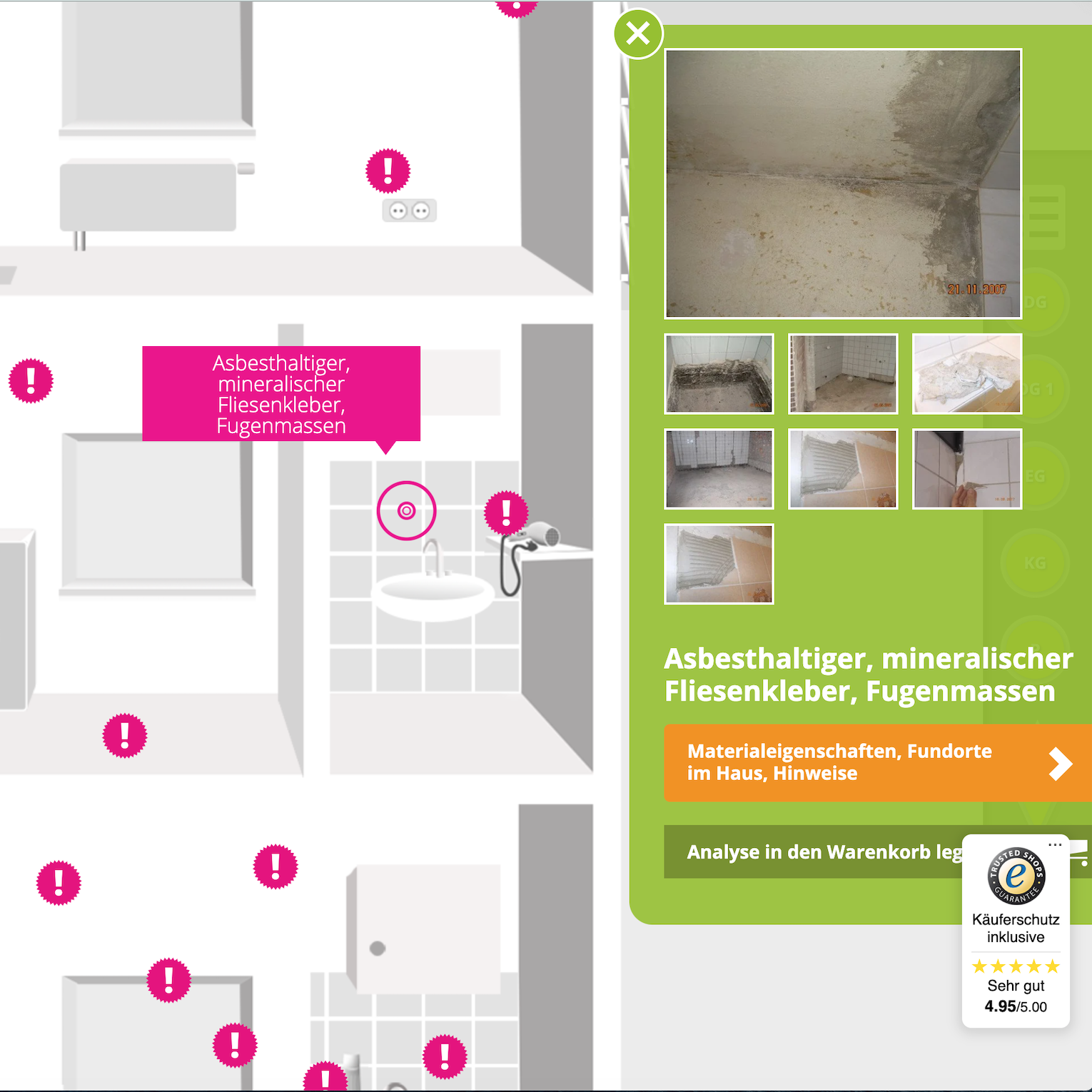 Infografik: Wo steckt Asbest im Haus?  | © CRB Analyse Service GmbH